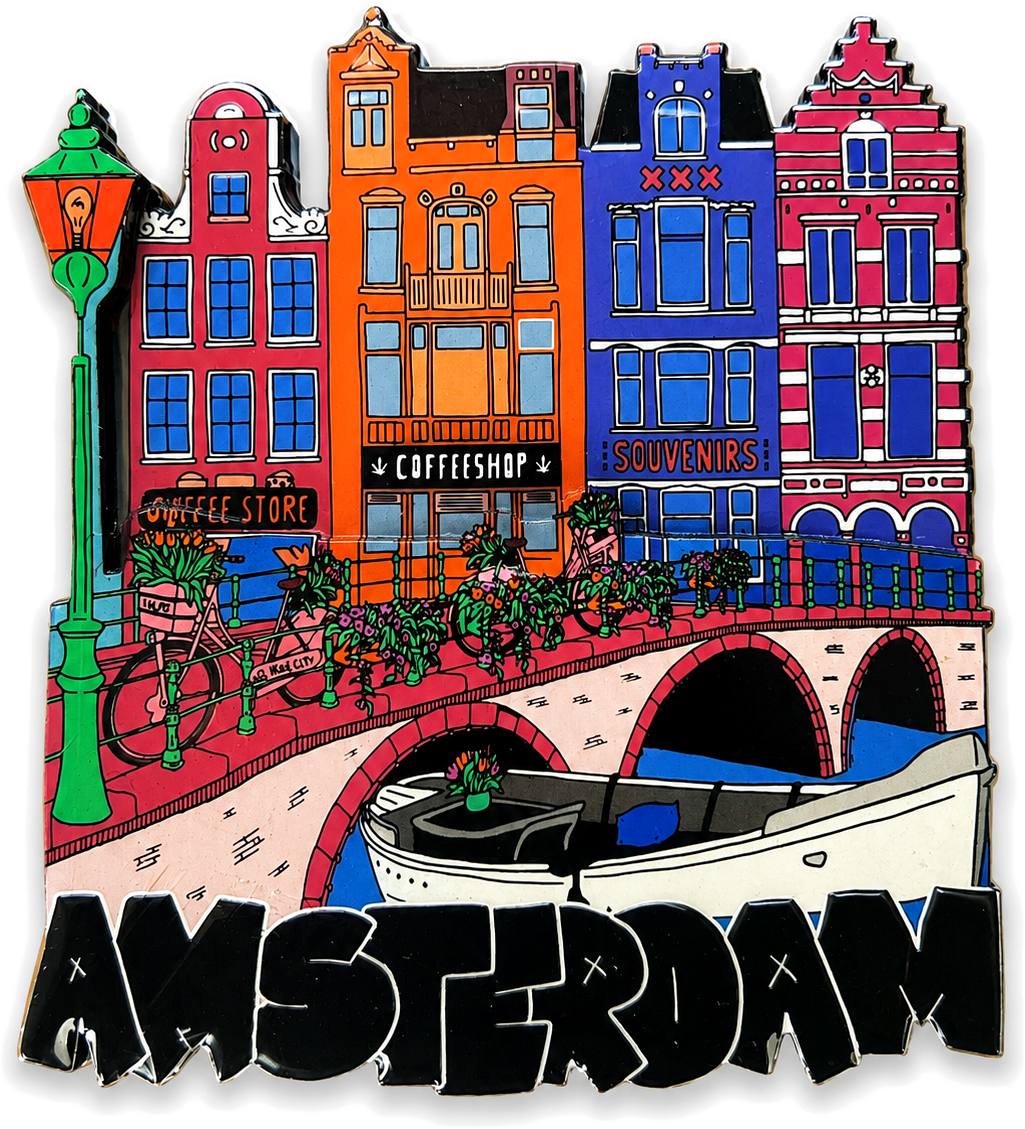 Amsterdam souvenir magnet button for Netherlands