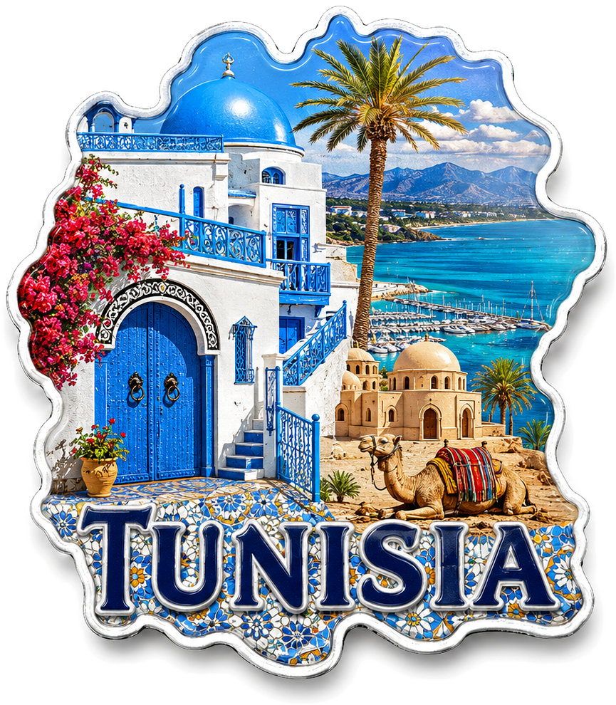 Tunisia souvenir magnet button
